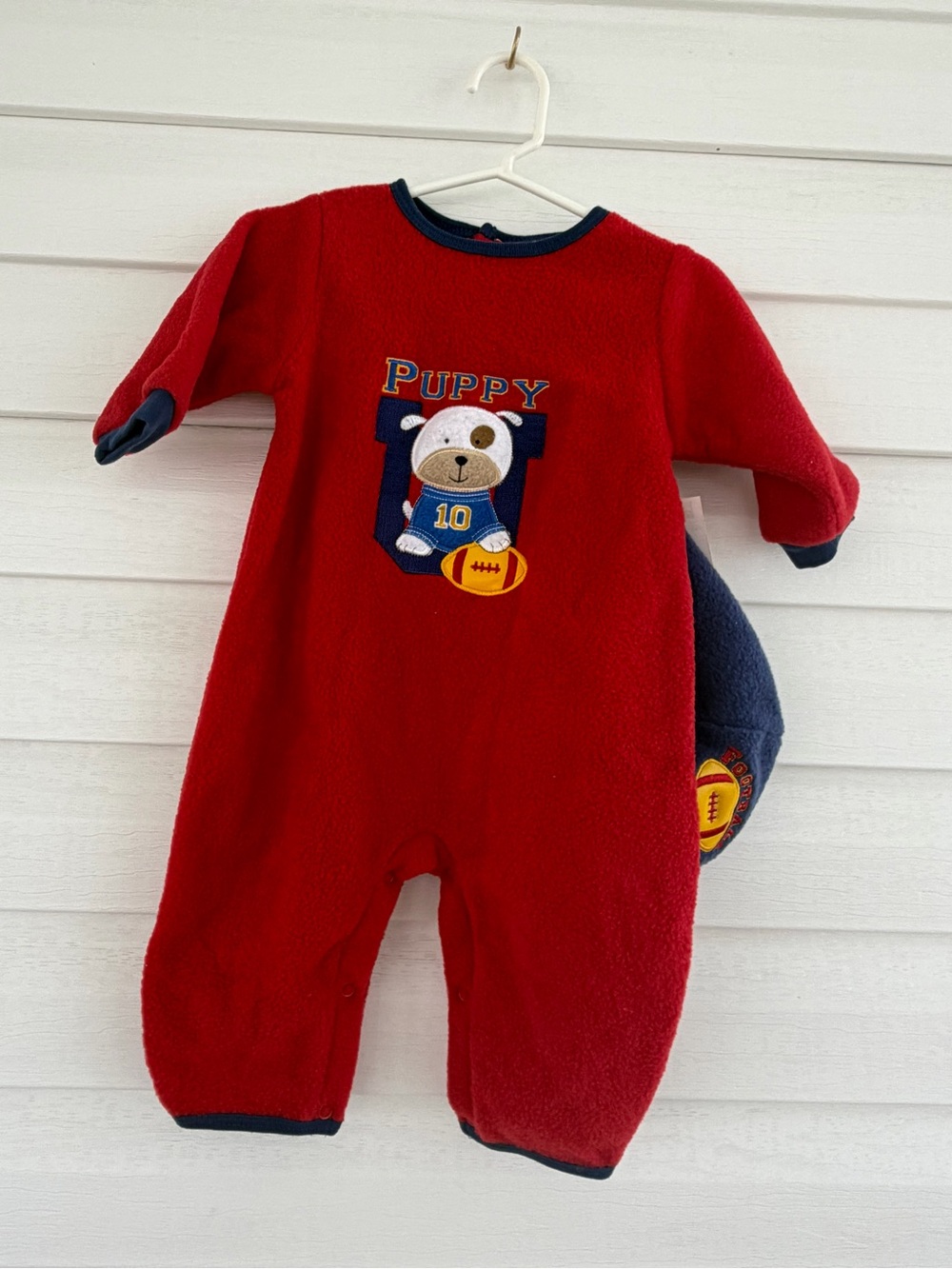 Okie Dokie Vintage Baby Outfit Set Football Romper & Hat NWT 6–9M Warm Cozy